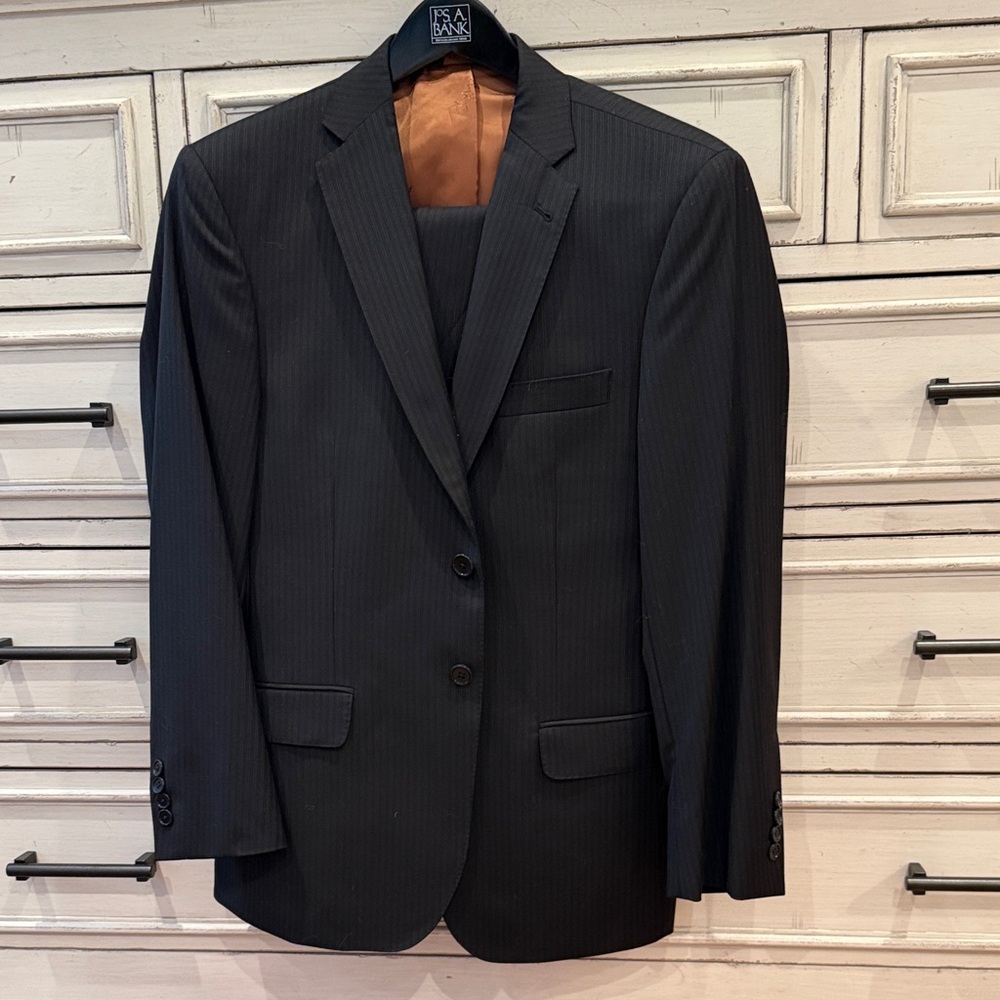 Jos. A. Bank Black Pinstripe Suit